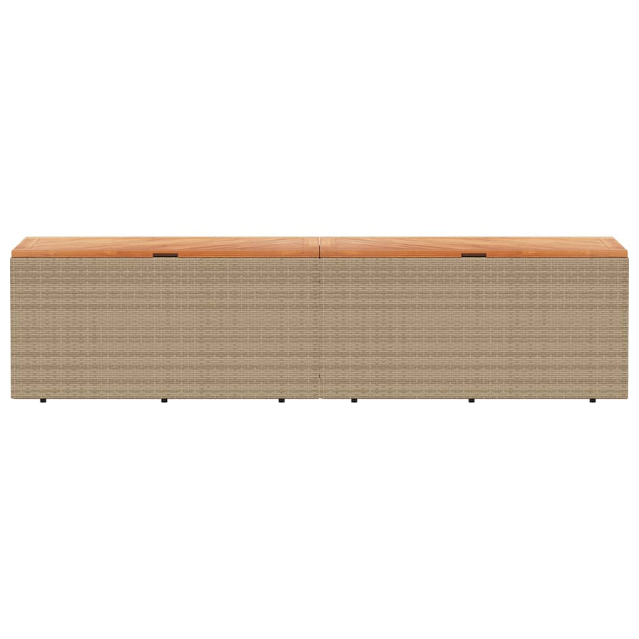 Tuinbox 220x50x54 cm poly rattan en acaciahout beige
