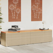 Tuinbox 220x50x54 cm poly rattan acaciahout beige