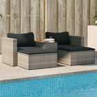 5-piece Lounge Set with Cushions Poly Rattan Acacia Grey