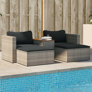 Loungeset 5-delig poly rattan acacia grijs