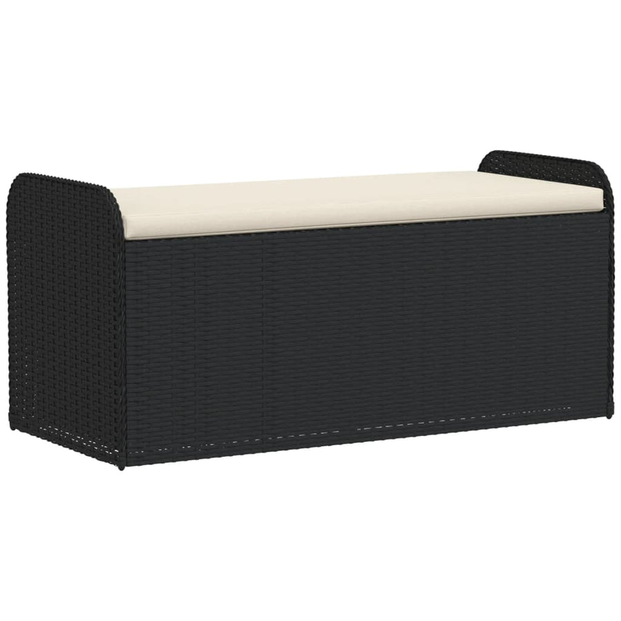 Opbergbankje Met Kussen Poly Rattan 115 x 51 x 52 cm Zwart
