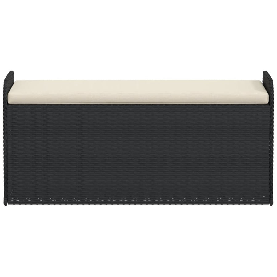 Opbergbankje Met Kussen Poly Rattan 115 x 51 x 52 cm Zwart