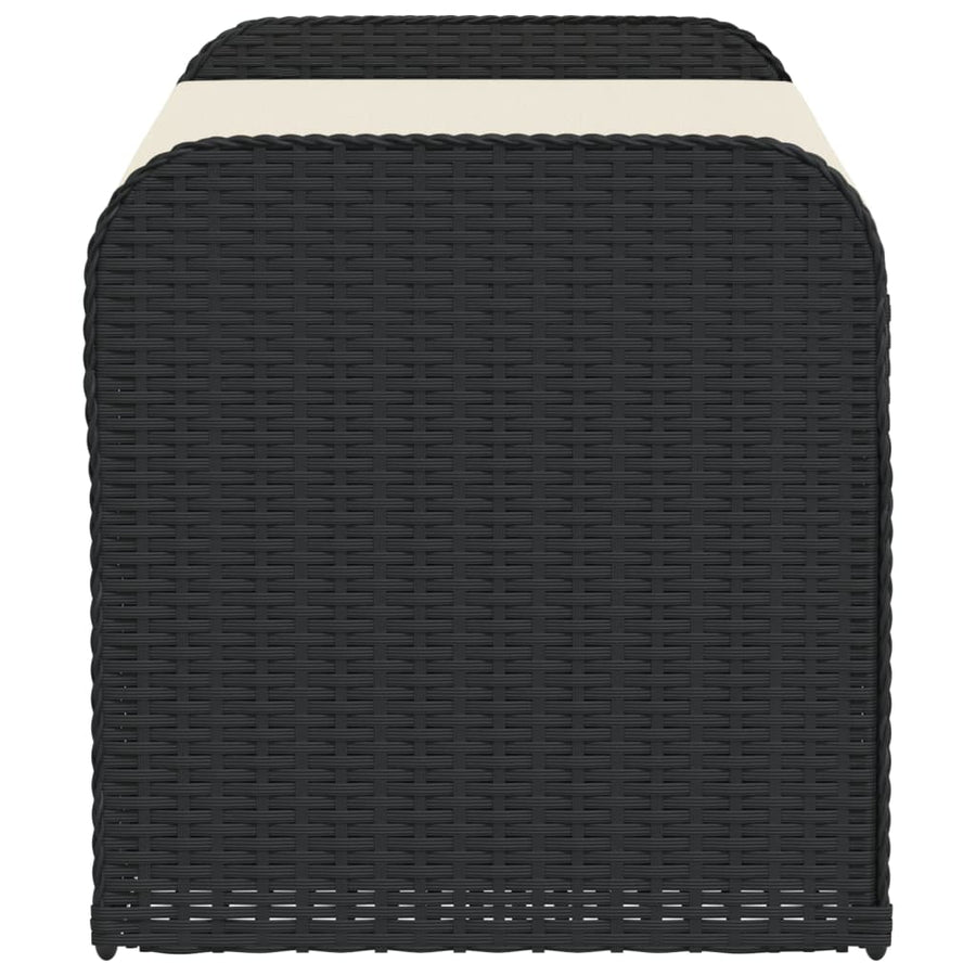 Opbergbankje Met Kussen Poly Rattan 115 x 51 x 52 cm Zwart