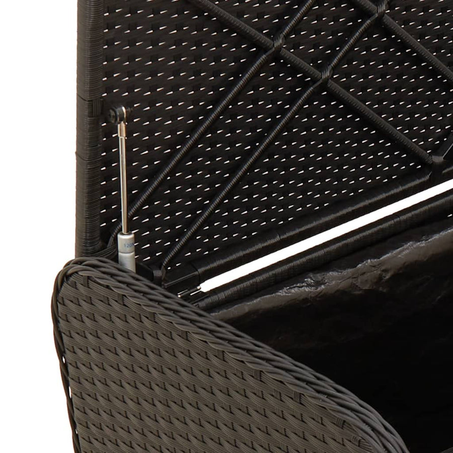 Opbergbankje Met Kussen Poly Rattan 115 x 51 x 52 cm Zwart