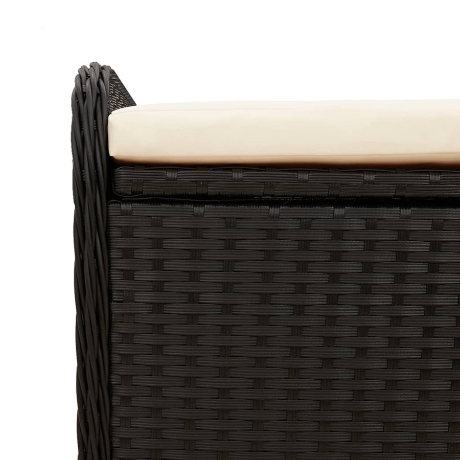 Opbergbankje Met Kussen Poly Rattan 115 x 51 x 52 cm Zwart