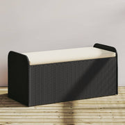 Opbergbank poly rattan 115x51x52 cm zwart