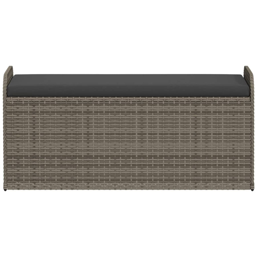 Opbergbankje Met Kussen Poly Rattan 115 x 51 x 52 cm Grijs