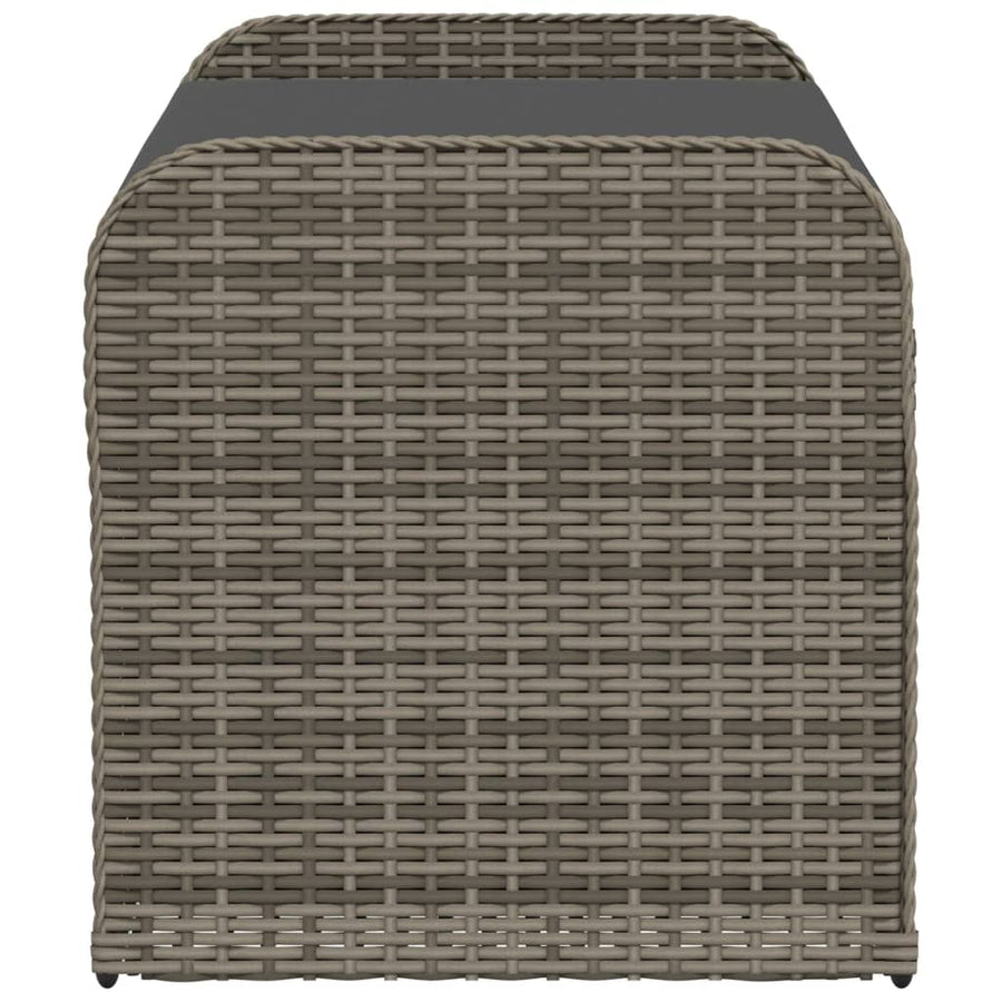 Opbergbankje Met Kussen Poly Rattan 115 x 51 x 52 cm Grijs