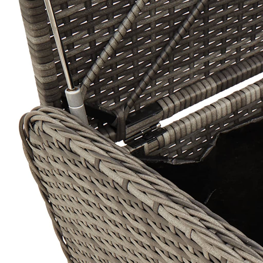 Opbergbankje Met Kussen Poly Rattan 115 x 51 x 52 cm Grijs