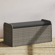 Opbergbank poly rattan 115x51x52 cm grijs met kussen