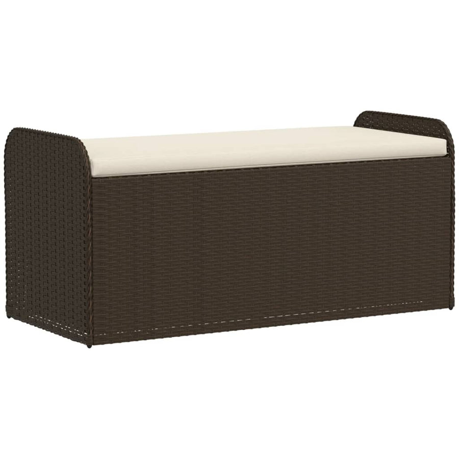 Opbergbankje Met Kussen Poly Rattan Bruin 115 x 51 x 52 cm