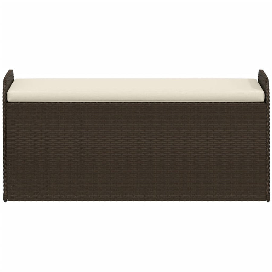 Opbergbankje Met Kussen Poly Rattan Bruin 115 x 51 x 52 cm