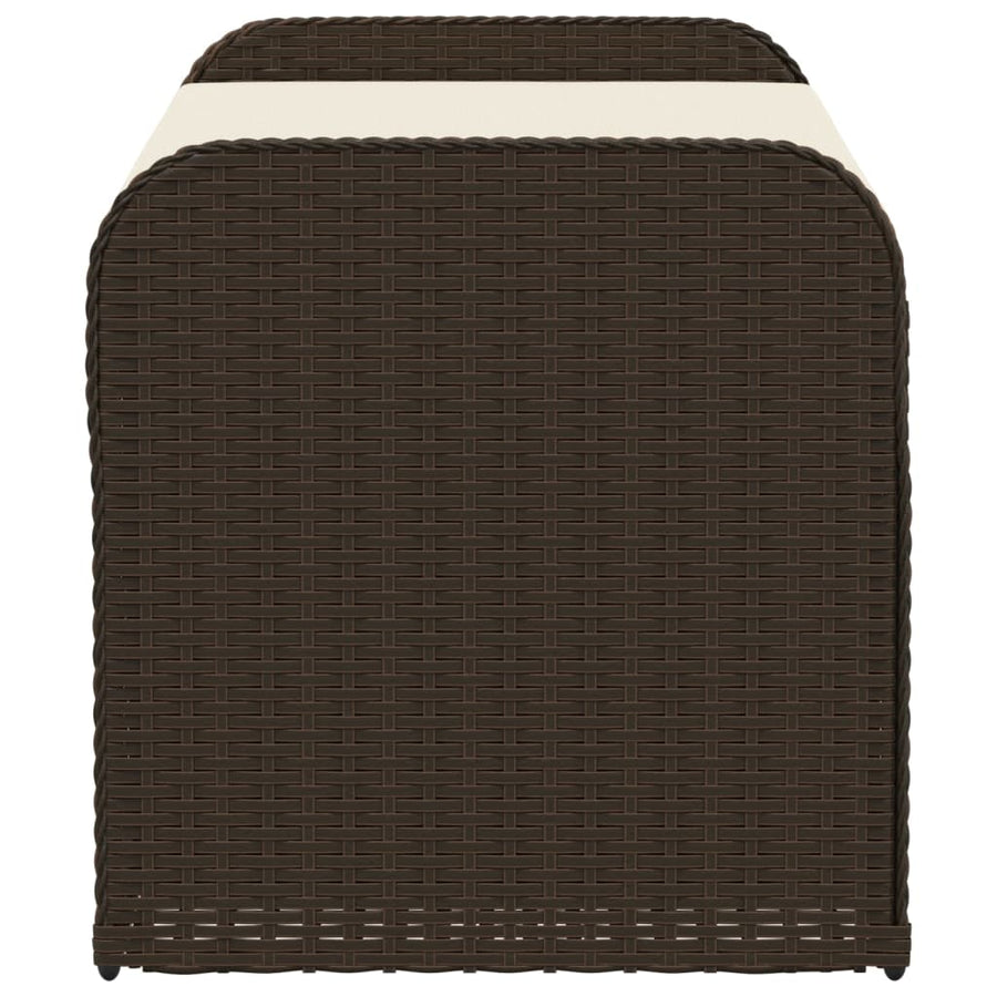 Opbergbankje Met Kussen Poly Rattan Bruin 115 x 51 x 52 cm