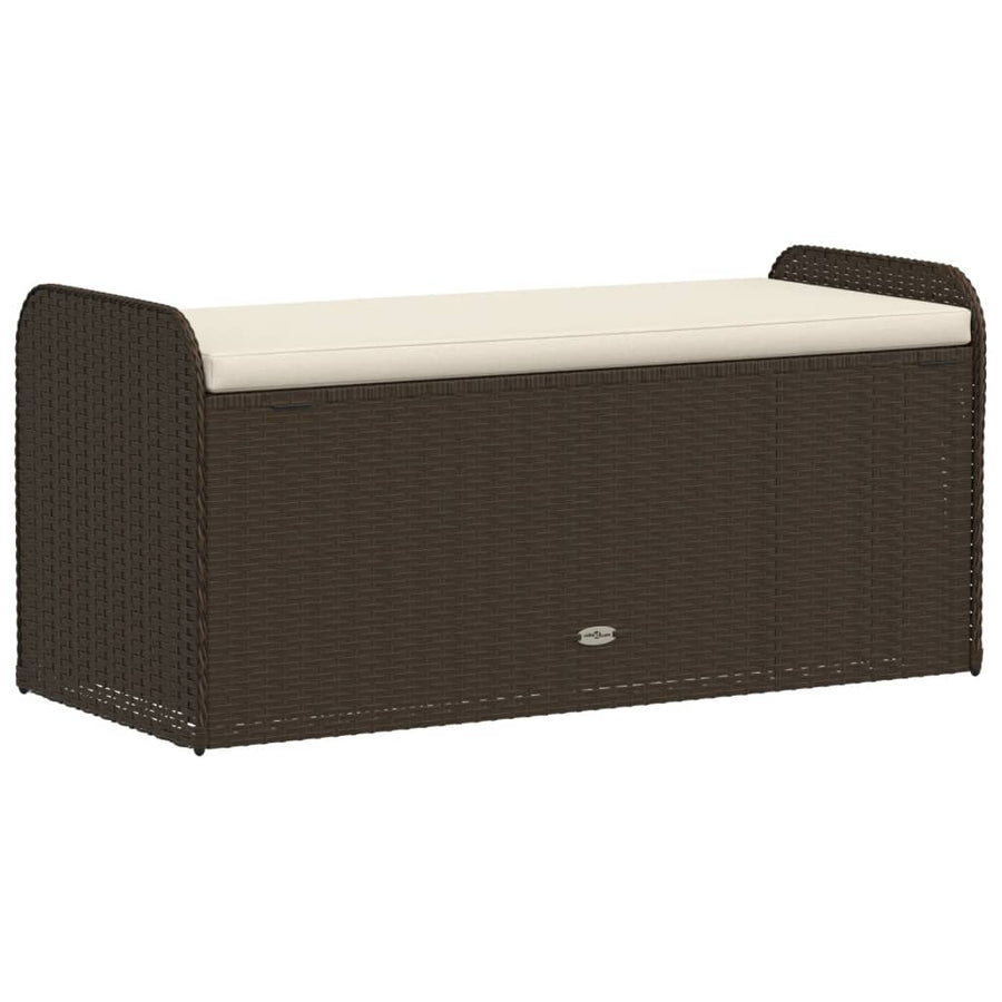 Opbergbankje Met Kussen Poly Rattan Bruin 115 x 51 x 52 cm
