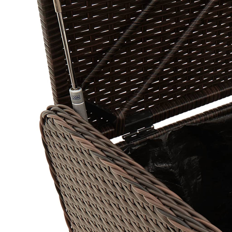 Opbergbankje Met Kussen Poly Rattan Bruin 115 x 51 x 52 cm