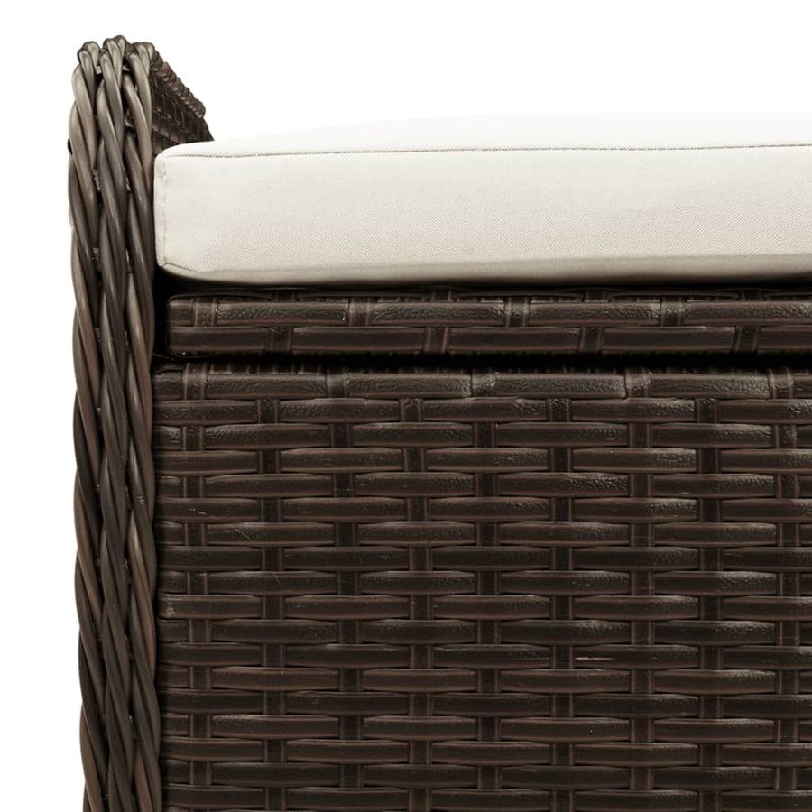 Opbergbankje Met Kussen Poly Rattan Bruin 115 x 51 x 52 cm