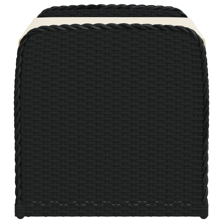 Opbergbankje Met Kussen Poly Rattan Zwart 80 x 51 x 52 cm