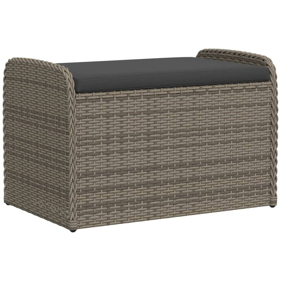 Opbergbankje Met Kussen Poly Rattan 80 x 51 x 52 cm Grijs