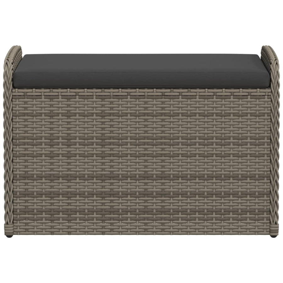 Opbergbankje Met Kussen Poly Rattan 80 x 51 x 52 cm Grijs