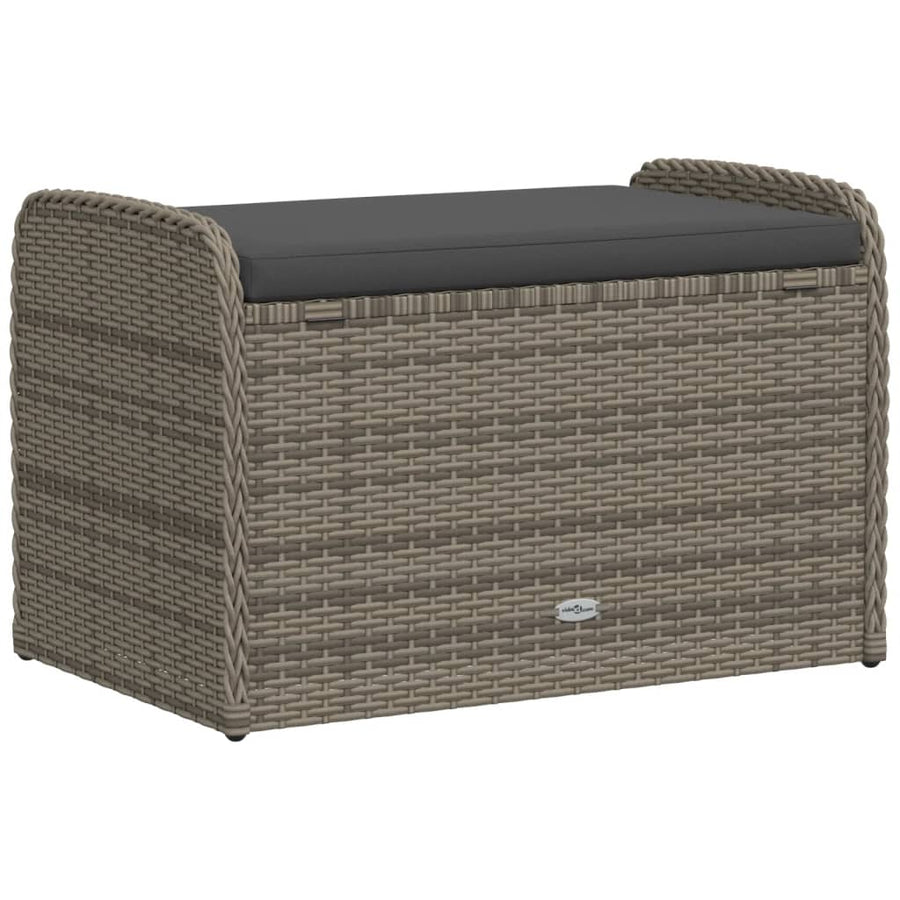 Opbergbankje Met Kussen Poly Rattan 80 x 51 x 52 cm Grijs
