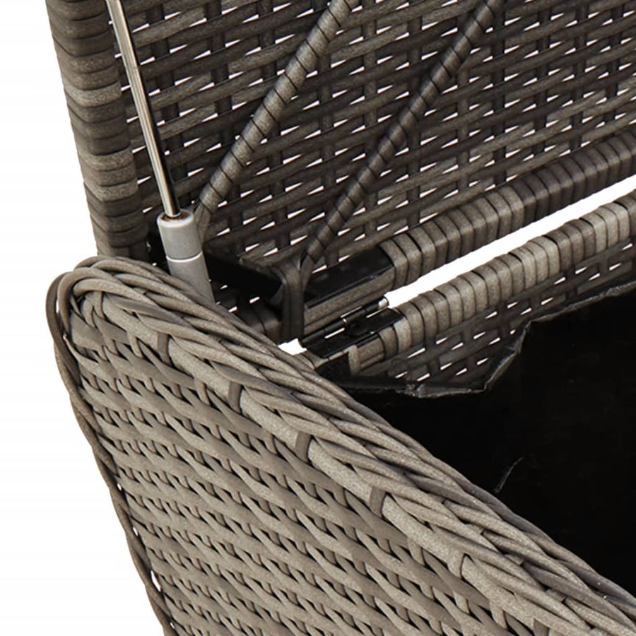 Opbergbankje Met Kussen Poly Rattan 80 x 51 x 52 cm Grijs