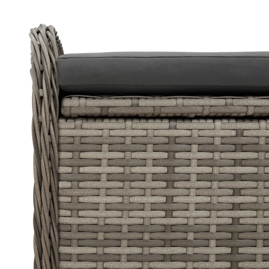 Opbergbankje Met Kussen Poly Rattan 80 x 51 x 52 cm Grijs