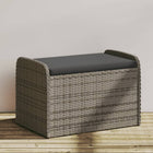 Storage bench with cushion 80x51x52 cm poly rattan grey