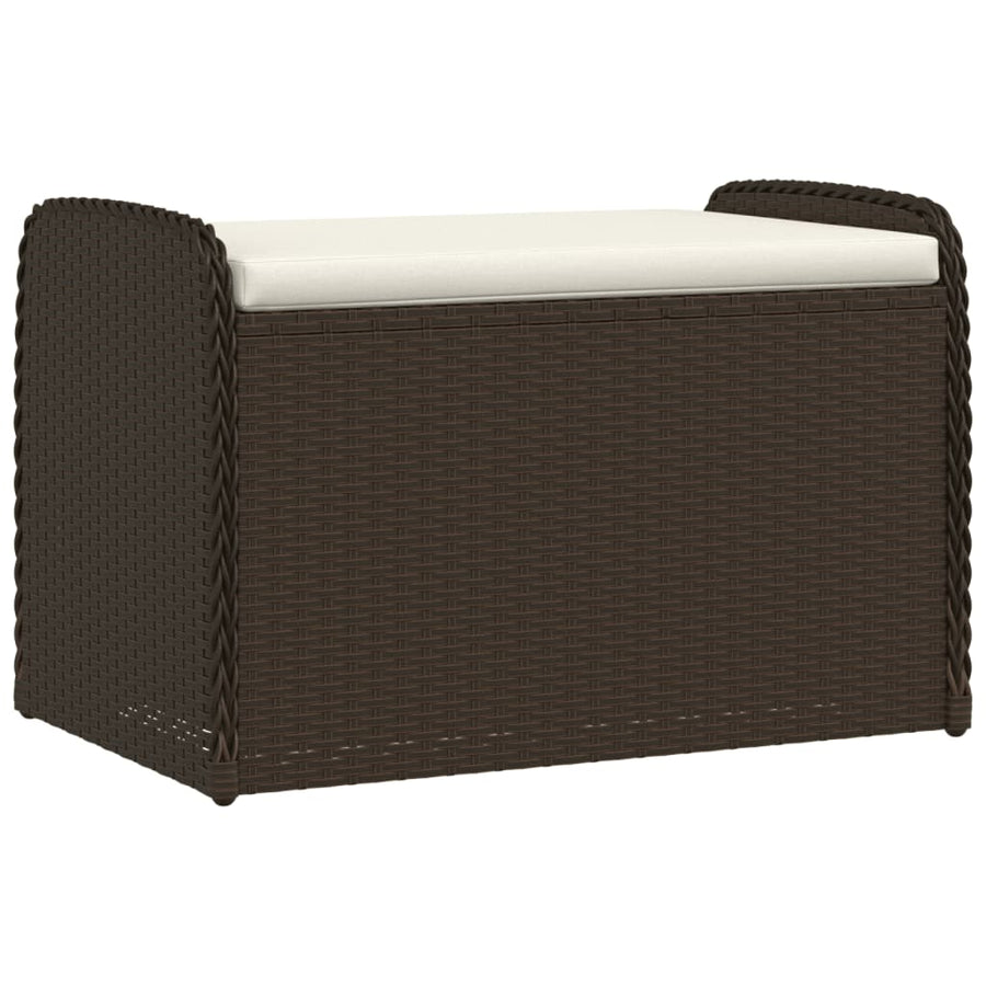 Opbergbankje Met Kussen Poly Rattan Bruin 80 x 51 x 52 cm