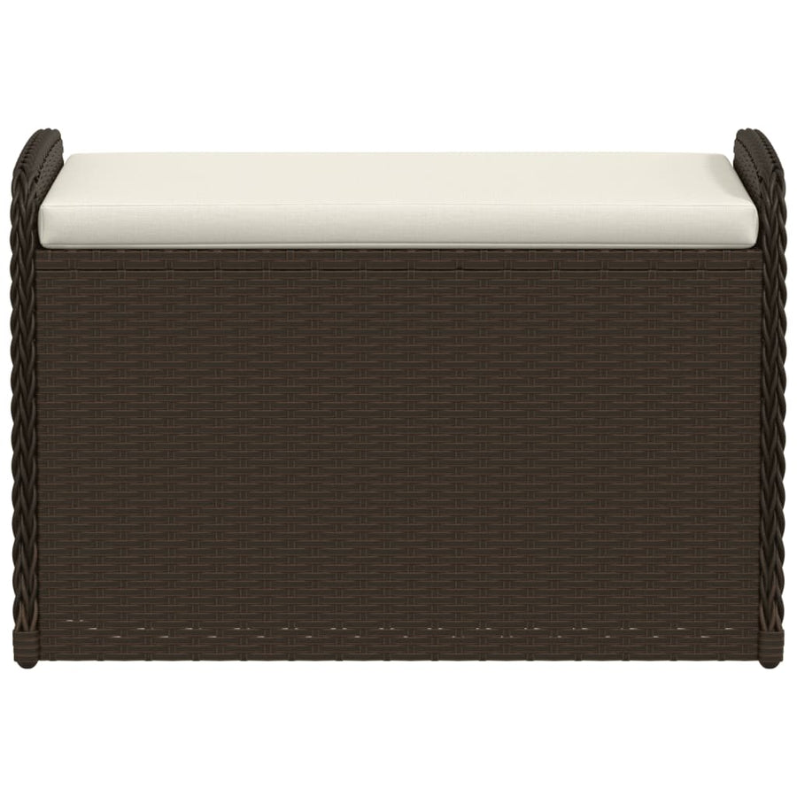 Opbergbankje Met Kussen Poly Rattan Bruin 80 x 51 x 52 cm