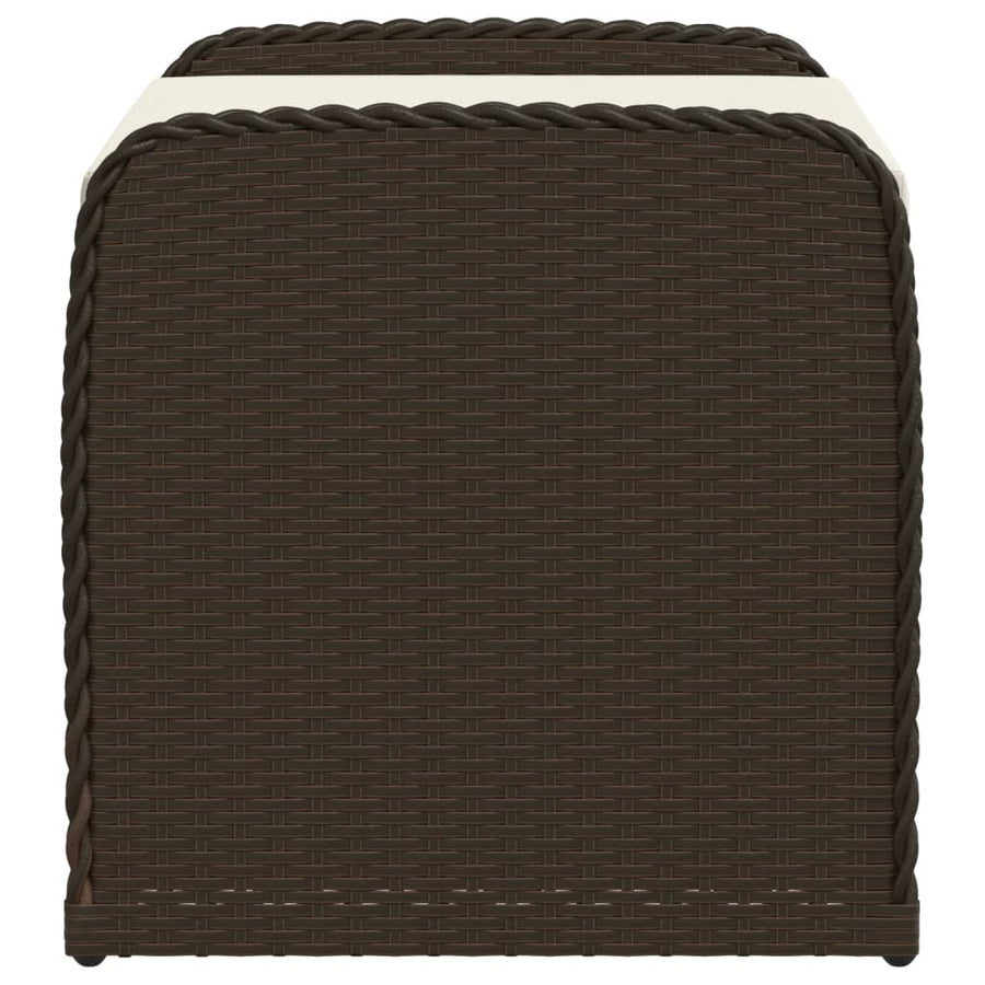 Opbergbankje Met Kussen Poly Rattan Bruin 80 x 51 x 52 cm