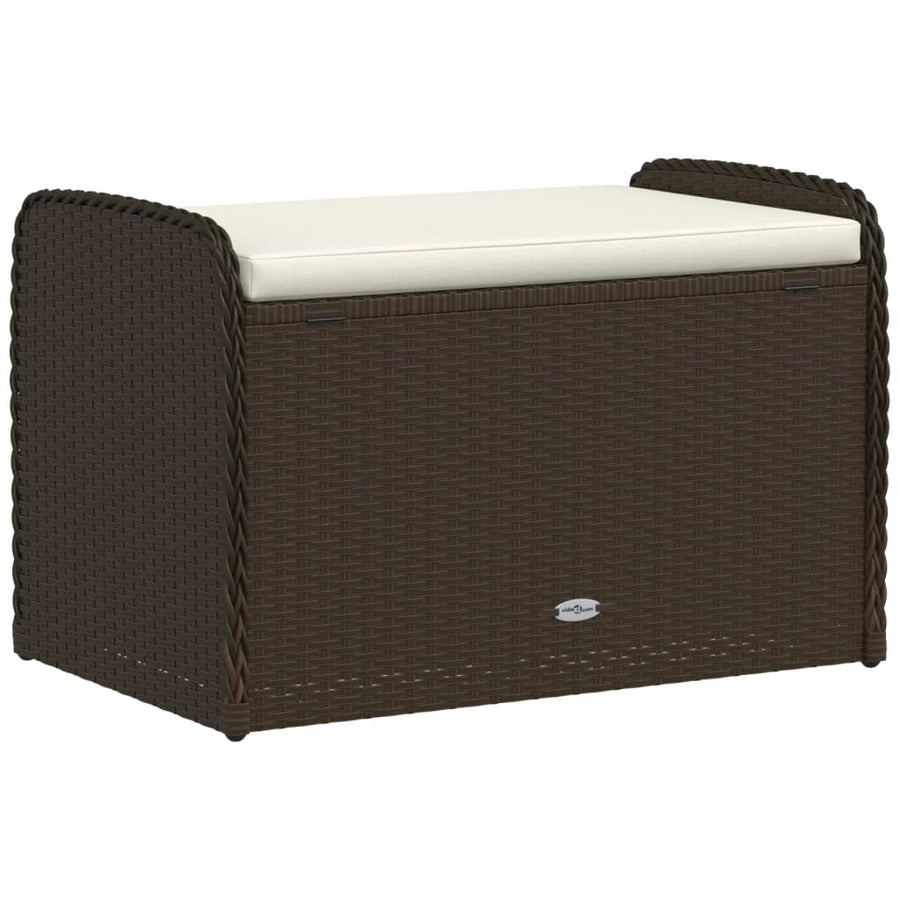 Opbergbankje Met Kussen Poly Rattan Bruin 80 x 51 x 52 cm
