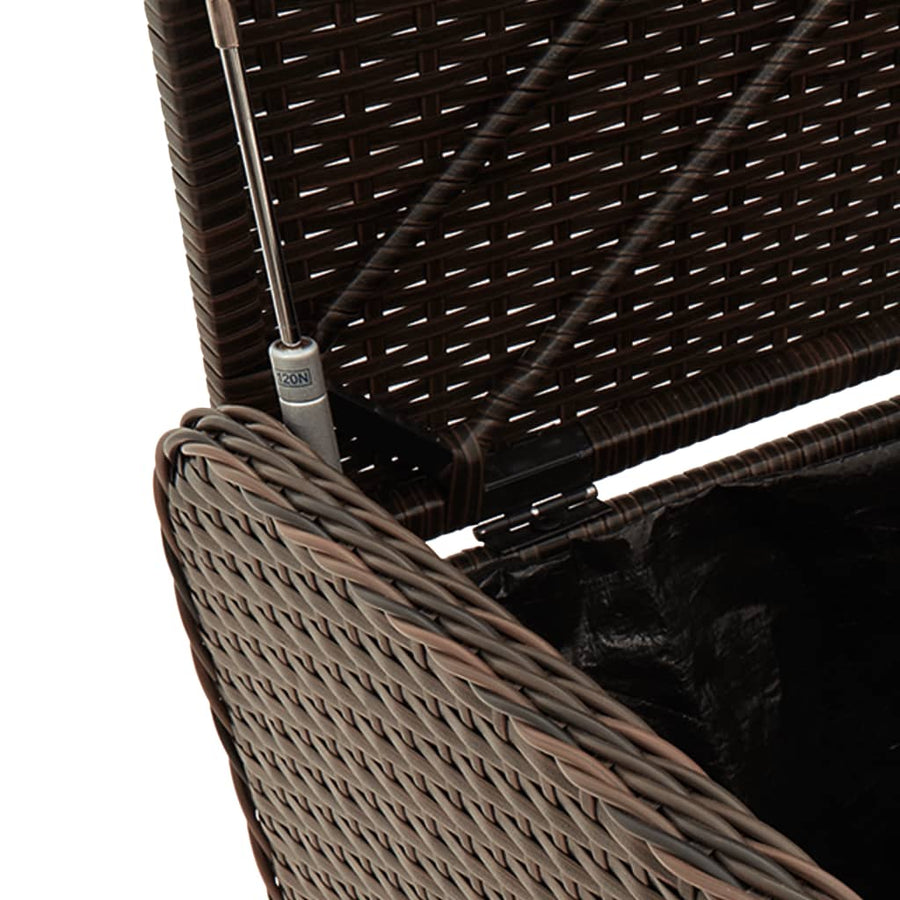 Opbergbankje Met Kussen Poly Rattan Bruin 80 x 51 x 52 cm
