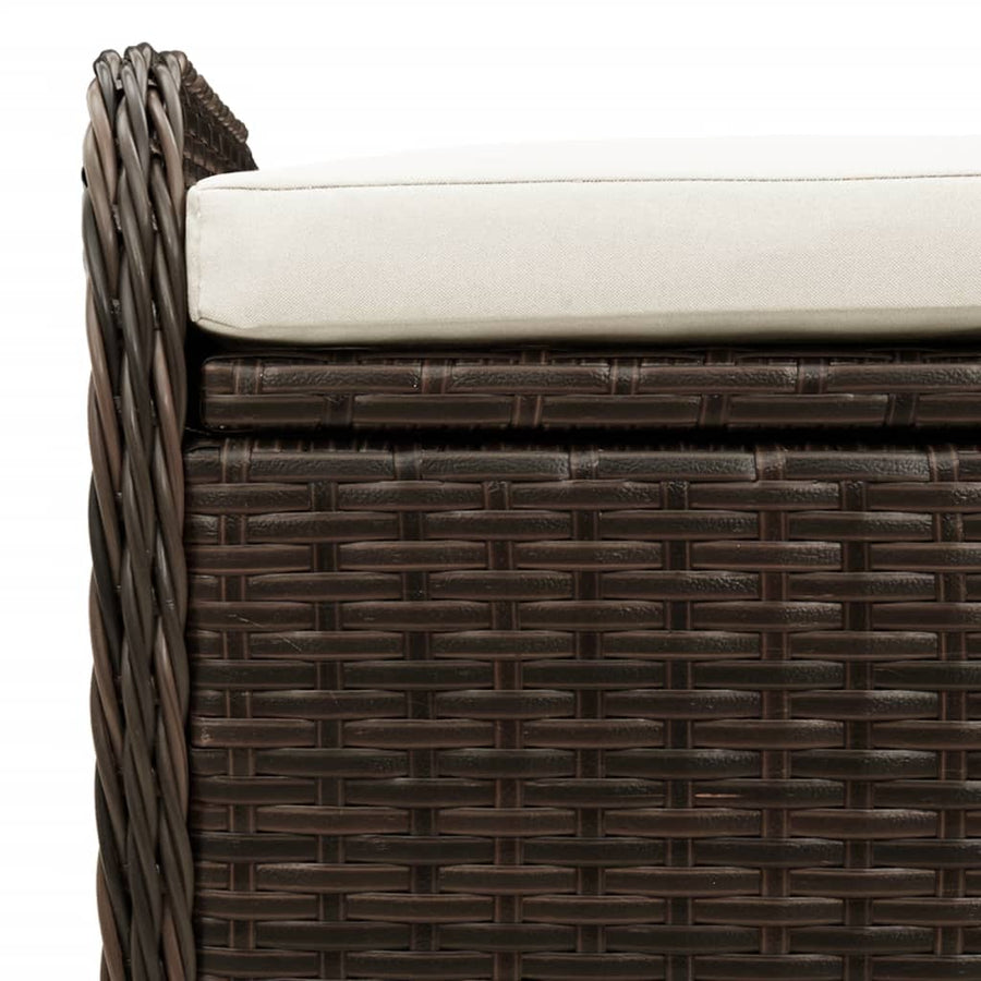 Opbergbankje Met Kussen Poly Rattan Bruin 80 x 51 x 52 cm