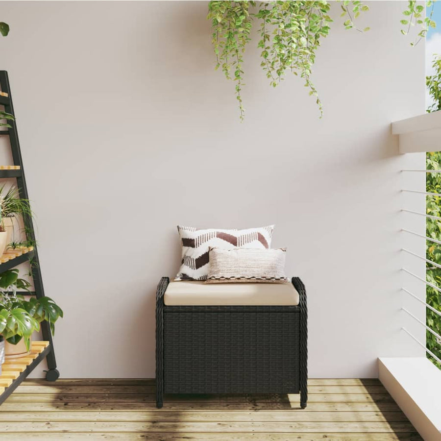 Tuinkruk Met Kussen 58X46X46 Cm Poly Rattan Zwart