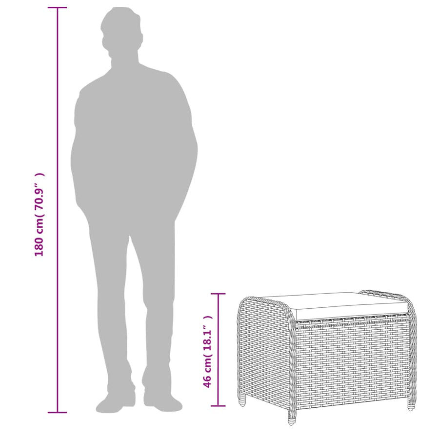 Tuinkruk Met Kussen 58X46X46 Cm Poly Rattan Zwart