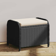 Garden stool with cushion 58x46x46 cm poly rattan black