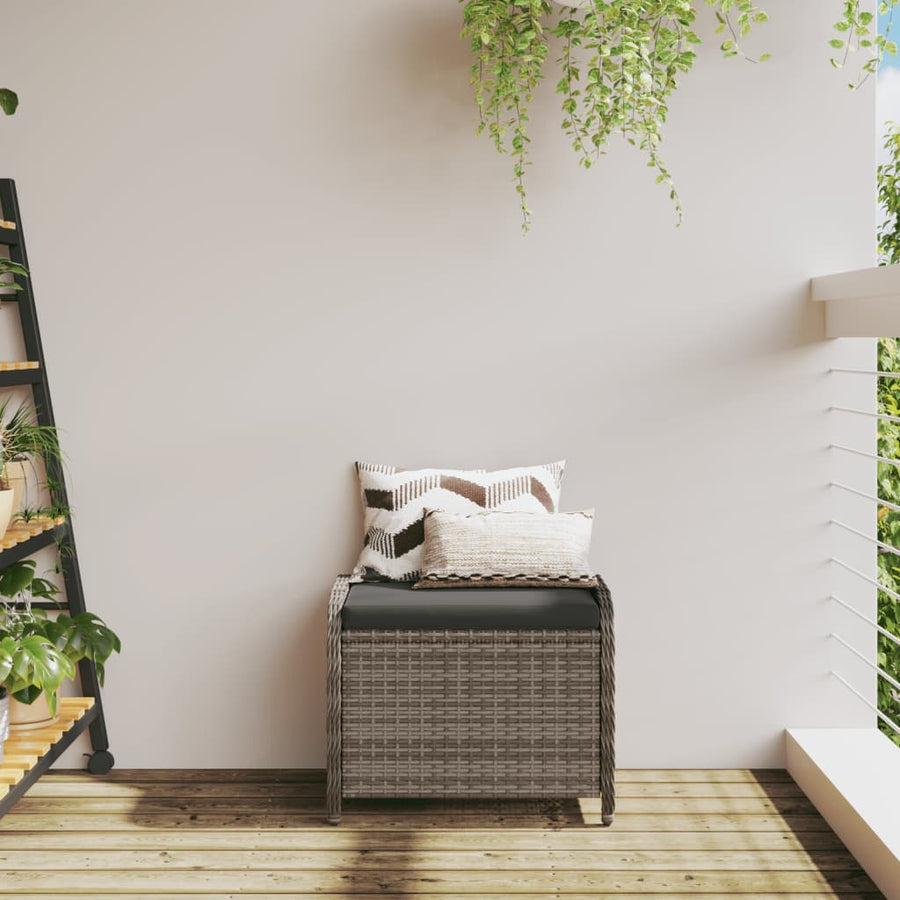 Tuinkruk Met Kussen 58X46X46 Cm Poly Rattan Grijs