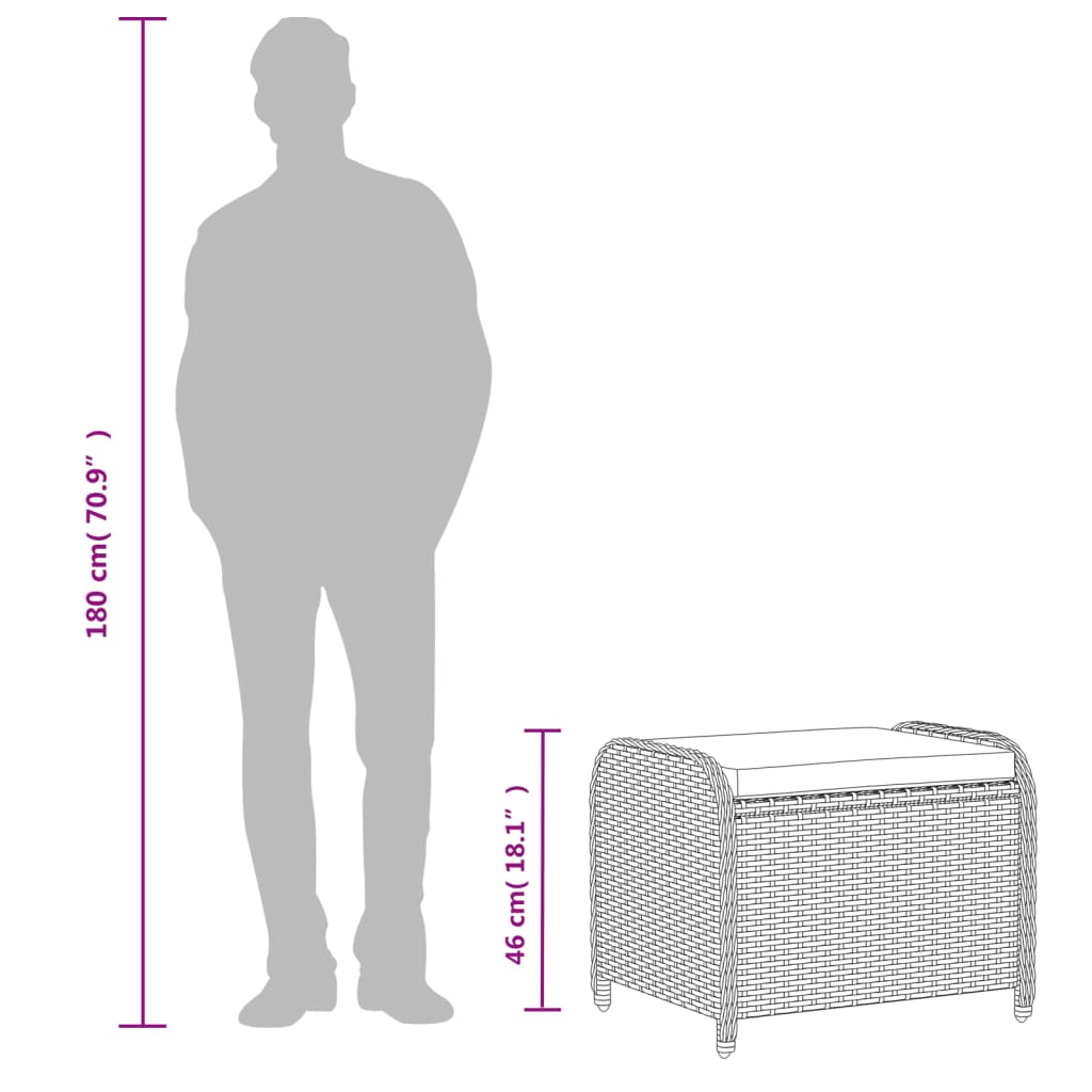 Tuinkruk Met Kussen 58X46X46 Cm Poly Rattan Grijs