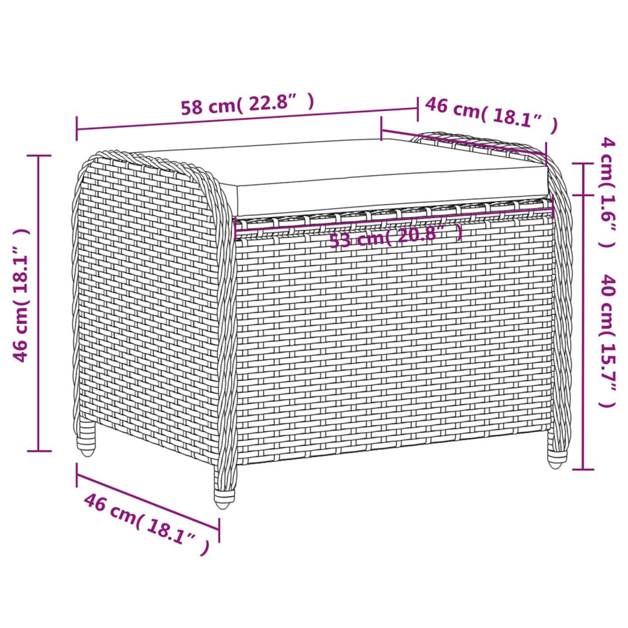 Tuinkruk Met Kussen 58X46X46 Cm Poly Rattan Grijs