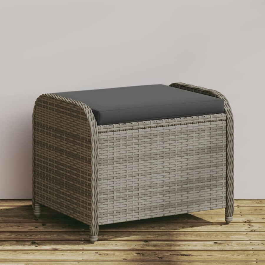 Tuinkruk Met Kussen 58X46X46 Cm Poly Rattan Grijs