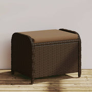 Garden stool with cushion 58x46x46 cm poly rattan brown