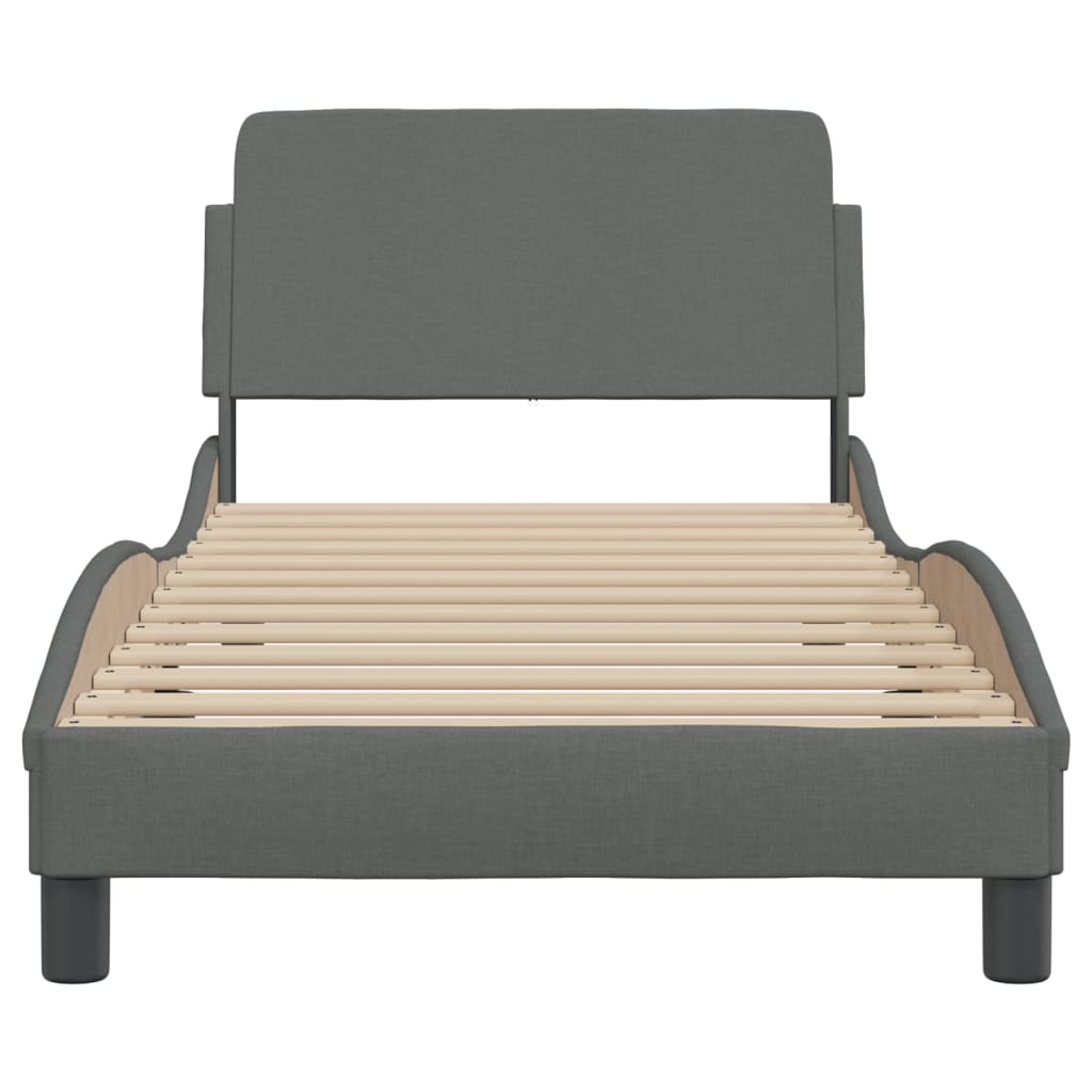 Bedframe Met Hoofdbord Stof Donkergrijs 80X200 Cm