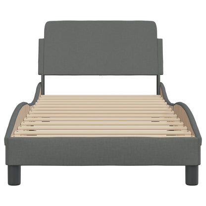 Bedframe Met Hoofdbord Stof Donkergrijs 80X200 Cm
