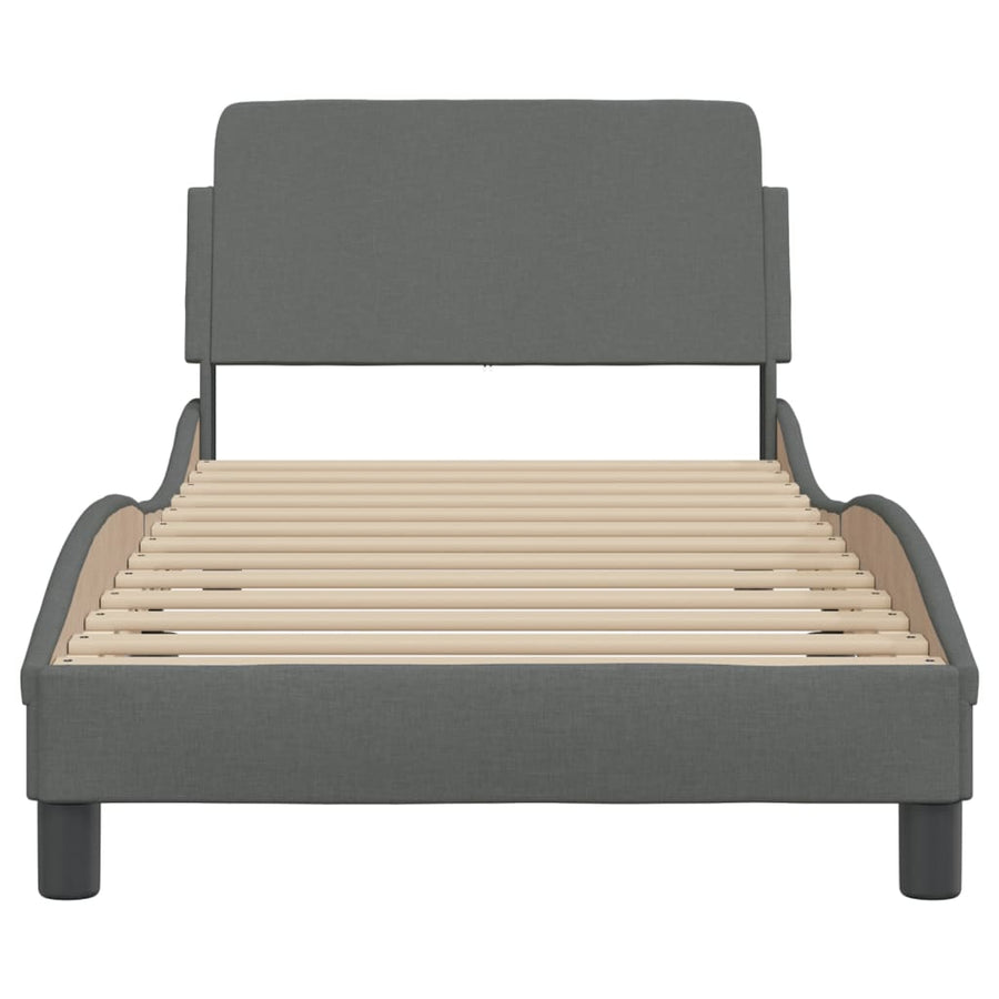 Bedframe Met Hoofdbord Stof Donkergrijs 80X200 Cm