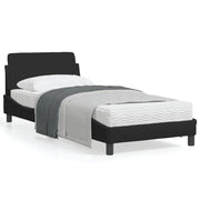 Bedframe 80x200 cm stof zwart met hoofdbord