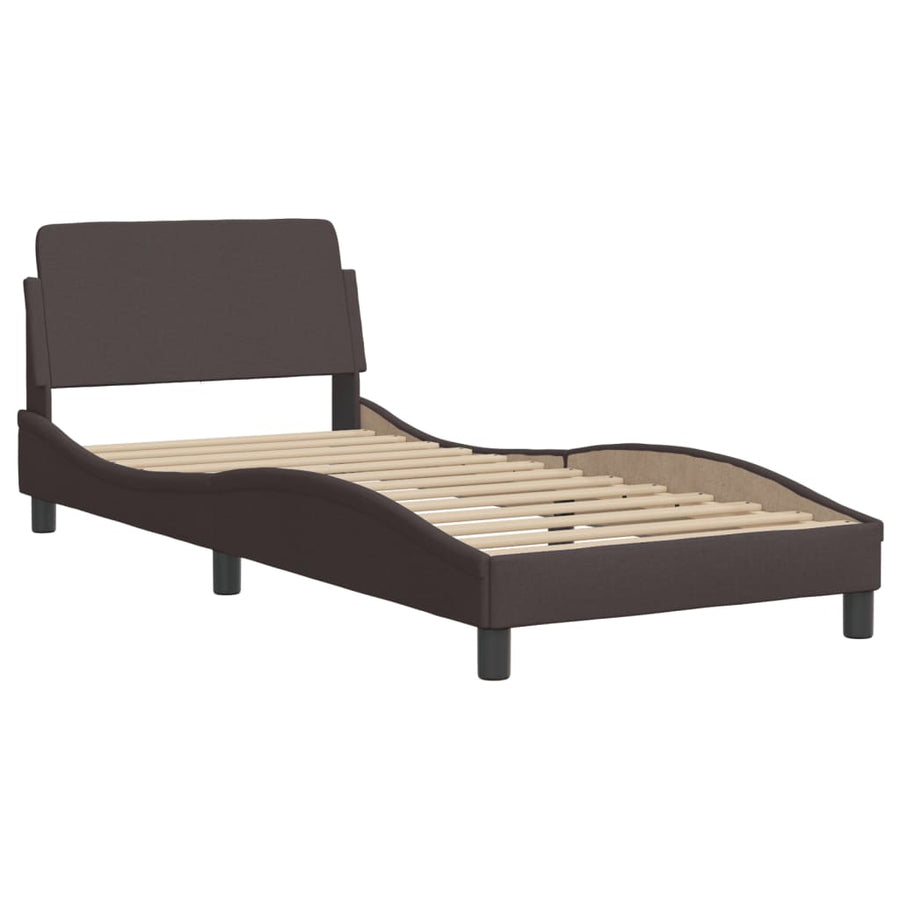 Bedframe Zonder Matras Stof 80 x 200 cm Donkerbruin