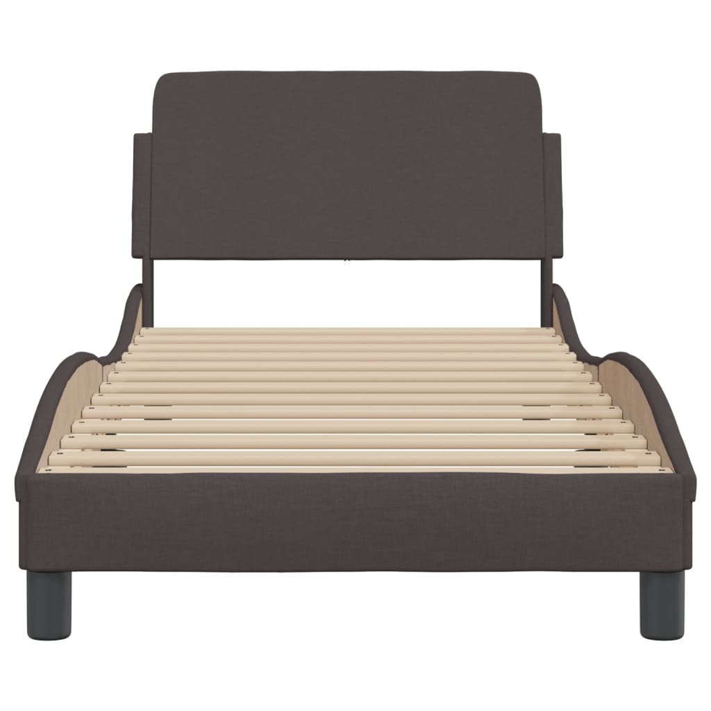 Bedframe Zonder Matras Stof 80 x 200 cm Donkerbruin