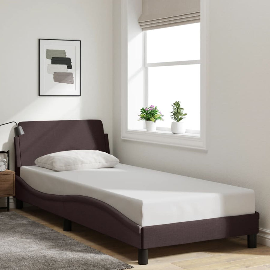 Bedframe Zonder Matras Stof 80 x 200 cm Donkerbruin
