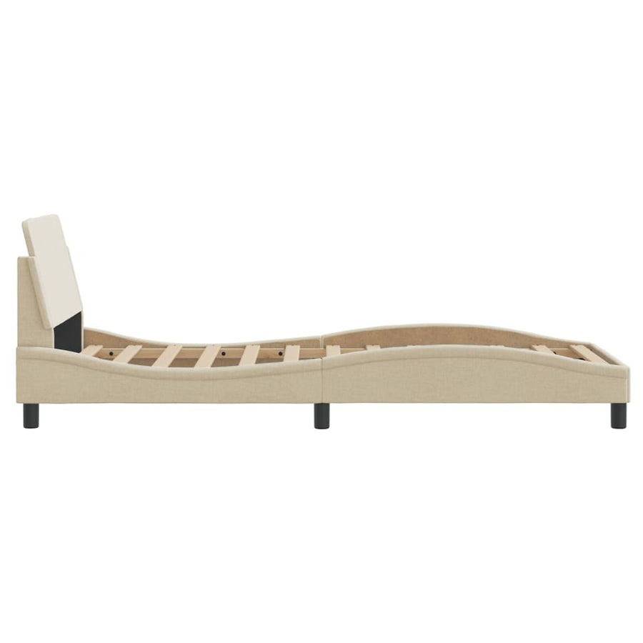 Bedframe Met Hoofdbord Stof Crèmekleurig 80X200 Cm