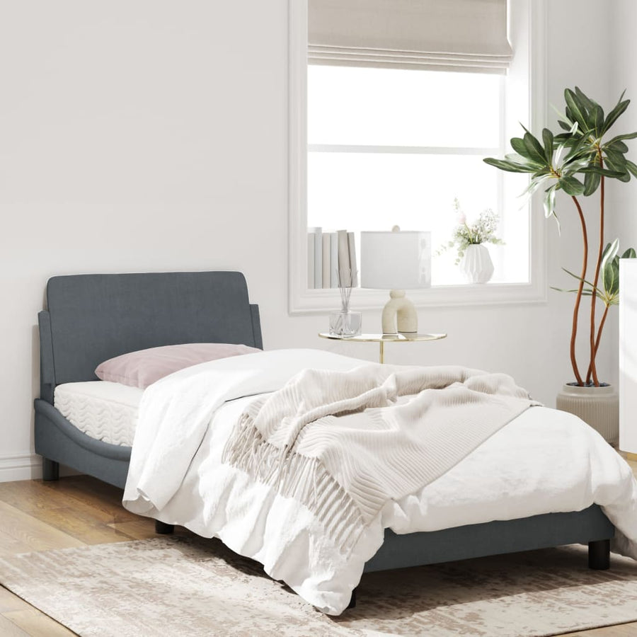 Bedframe Met Hoofdeinde Fluweel Donkergrijs 80X200 Cm
